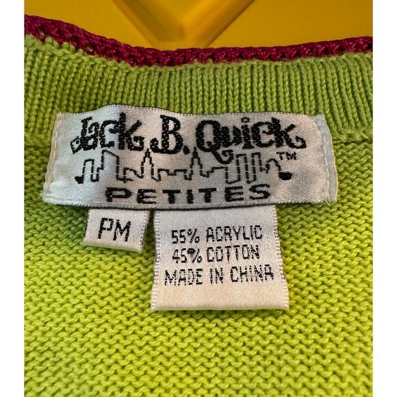 Vintage Jack B Quick Cardigan Sweater Flamingos & Palm Trees Short Sleeve ZipUp - Picture 10 of 16